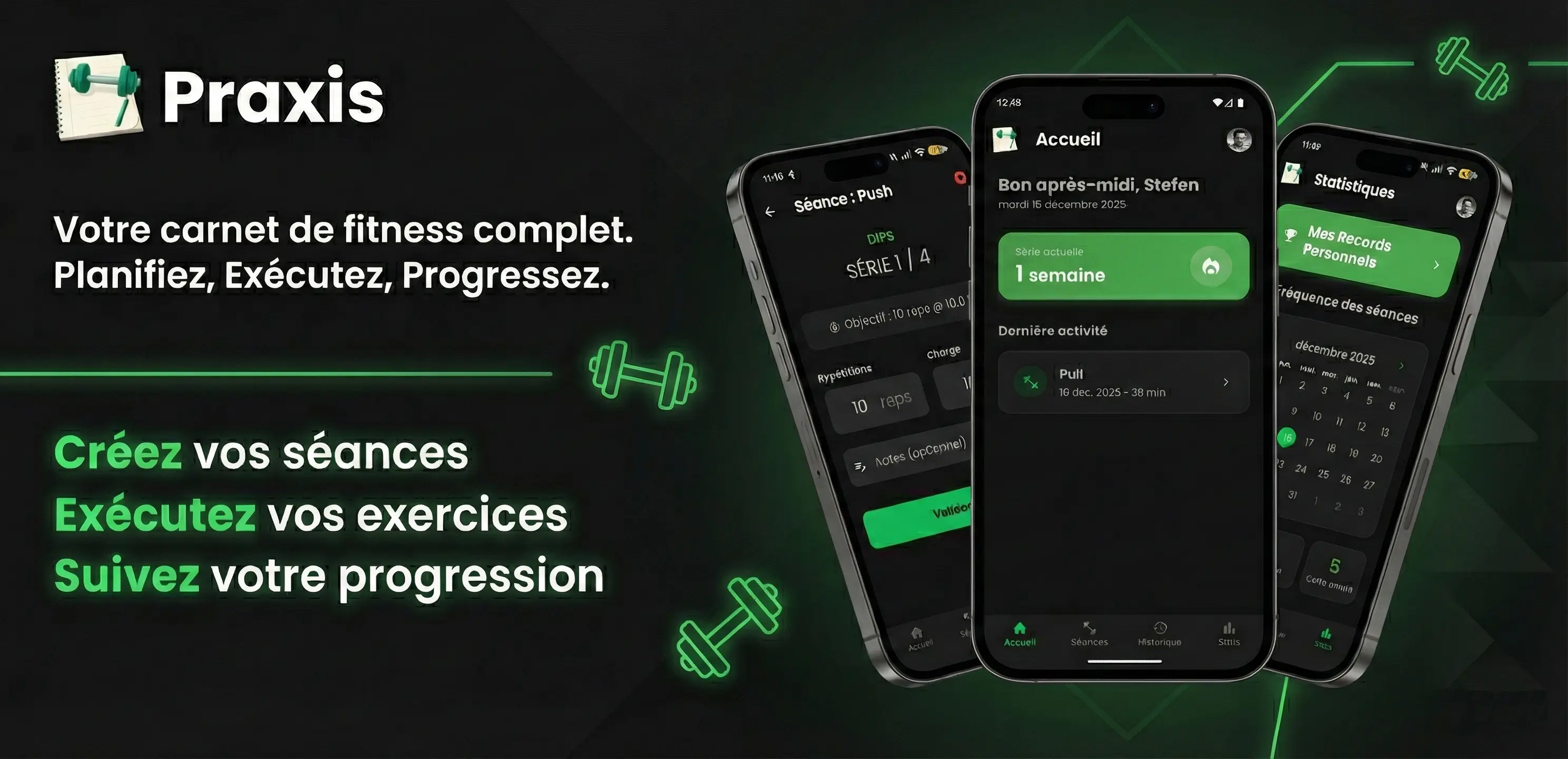 Praxis - Votre carnet de fitness complet